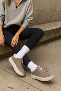 Kadın Sneaker Kalın Taban Spor Ayakkabı Domen - Vizon Süet