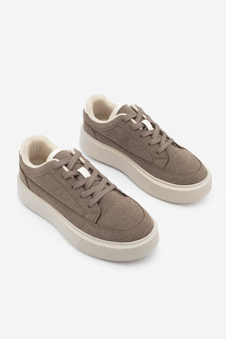 Kadın Sneaker Kalın Taban Spor Ayakkabı Domen - Vizon Süet