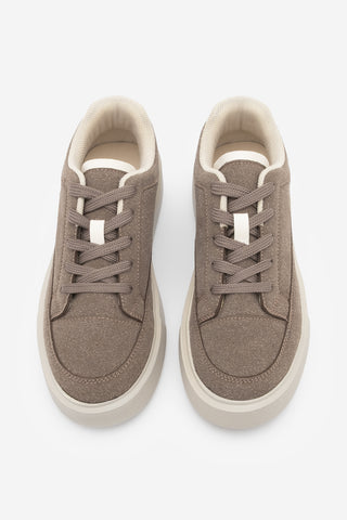 Kadın Sneaker Kalın Taban Spor Ayakkabı Domen - Vizon Süet