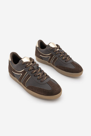 Kadın Sneaker Bağcıklı Spor Ayakkabı Denor - Kahve