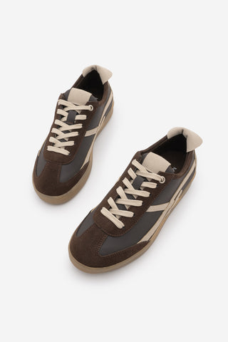 Kadın Sneaker Bağcıklı Spor Ayakkabı Alvena - Kahve Süet