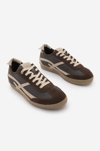 Kadın Sneaker Bağcıklı Spor Ayakkabı Alvena - Kahve Süet