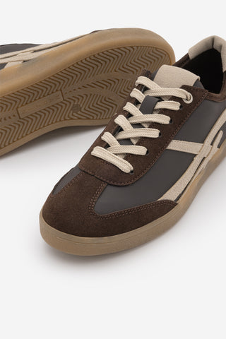 Kadın Sneaker Bağcıklı Spor Ayakkabı Alvena - Kahve Süet