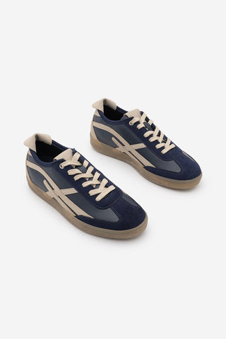 Kadın Sneaker Bağcıklı Spor Ayakkabı Alvena - Lacivert Süet