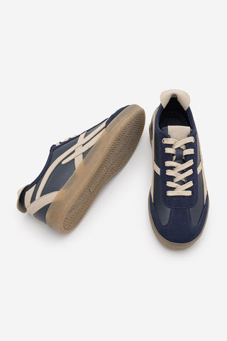 Kadın Sneaker Bağcıklı Spor Ayakkabı Alvena - Lacivert Süet