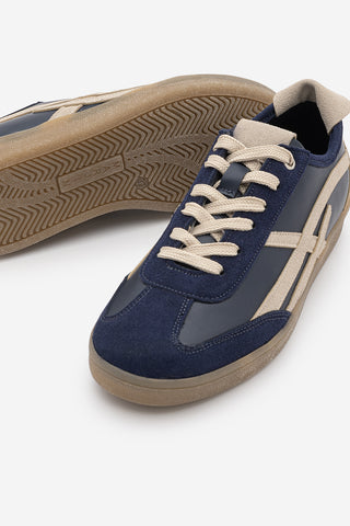 Kadın Sneaker Bağcıklı Spor Ayakkabı Alvena - Lacivert Süet