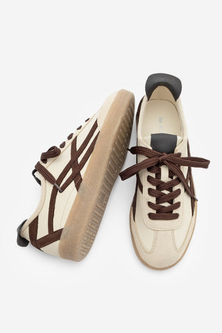 Kadın Sneaker Bağcıklı Spor Ayakkabı Alvena - Kahve