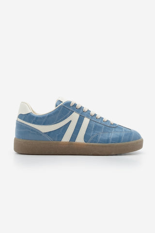 Kadın Sneaker Bağcıklı Spor Ayakkabı Medon - Mavi Croco