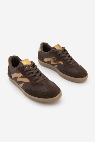 Kadın Sneaker Bağcıklı Spor Ayakkabı Starse - Altın Kahve