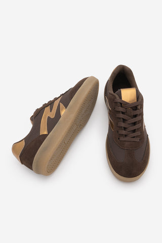 Kadın Sneaker Bağcıklı Spor Ayakkabı Starse - Altın Kahve