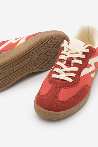 Kadın Sneaker Bağcıklı Süet Spor Ayakkabı Starse - Kırmızı