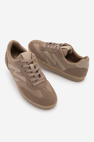Kadın Sneaker Bağcıklı Süet Spor Ayakkabı Starse - Vizon