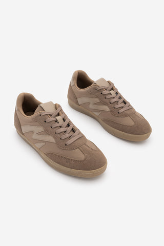 Kadın Sneaker Bağcıklı Süet Spor Ayakkabı Starse - Vizon