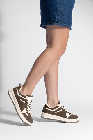 Kadın Sneaker Spor Ayakkabı Gosfin - Kahve Süet