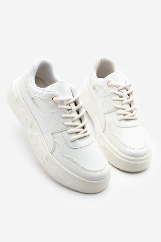 Kadın Sneaker Kalın Taban Spor Ayakkabı Petro - Beyaz