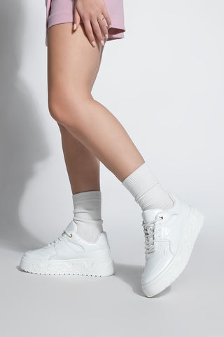 Kadın Sneaker Kalın Taban Spor Ayakkabı Petro - Beyaz
