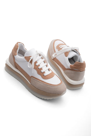 Kadın Sneaker Hakiki Deri  Spor Ayakkabı Dison - Vizon