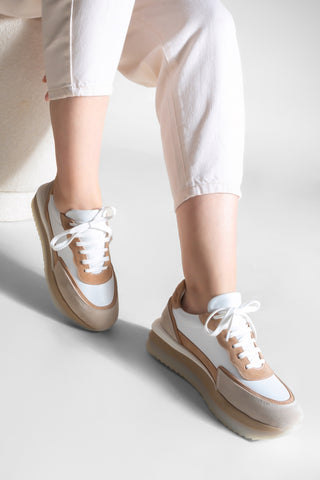 Kadın Sneaker Hakiki Deri  Spor Ayakkabı Dison - Vizon