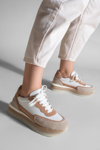 Kadın Sneaker Hakiki Deri  Spor Ayakkabı Dison - Vizon