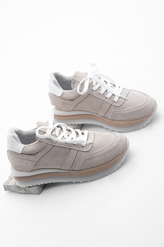 Kadın Sneaker Hakiki Deri Spor Ayakkabı Zonas - Bej Süet