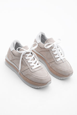 Kadın Sneaker Hakiki Deri Spor Ayakkabı Zonas - Bej Süet