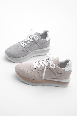 Kadın Sneaker Hakiki Deri Spor Ayakkabı Zonas - Bej Süet