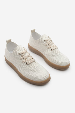 Kadın Sneaker İşlemeli Nakışlı Spor Ayakkabı Valgin - Ekru