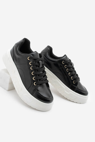 Kadın Sneaker Kalın Taban Spor Ayakkabı Bekor - Siyah
