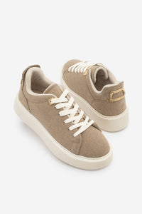 Kadın Sneaker Kalın Taban Spor Ayakkabı Rofke - Bej Süet