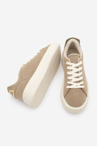 Kadın Sneaker Kalın Taban Spor Ayakkabı Rofke - Bej Süet
