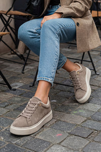 Kadın Sneaker Kalın Taban Spor Ayakkabı Rofke - Vizon Süet