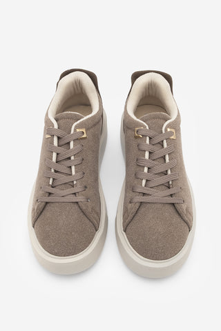 Kadın Sneaker Kalın Taban Spor Ayakkabı Rofke - Vizon Süet