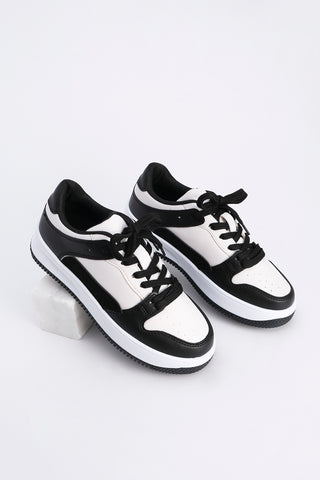 Kadın Sneaker  Bağcıklı Spor Ayakkabı Dones - Siyah