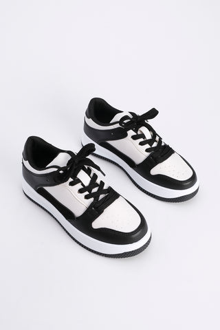 Kadın Sneaker  Bağcıklı Spor Ayakkabı Dones - Siyah