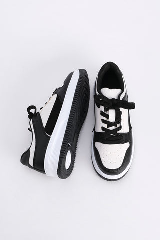 Kadın Sneaker  Bağcıklı Spor Ayakkabı Dones - Siyah