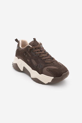 Kadın Sneaker Bağcıklı Spor Ayakkabı Pizen - Kahve