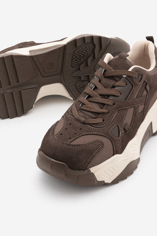 Kadın Sneaker Bağcıklı Spor Ayakkabı Pizen - Kahve