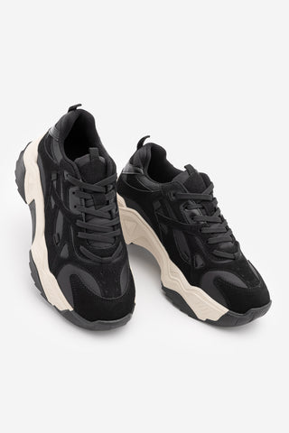 Kadın Sneaker Bağcıklı Spor Ayakkabı Pizen - Siyah