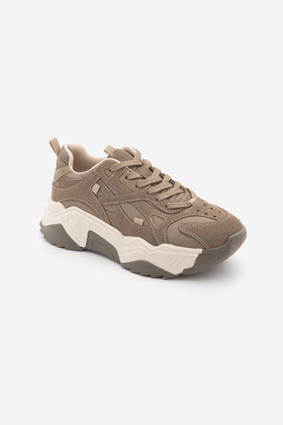 Kadın Sneaker Bağcıklı Spor Ayakkabı Pizen - Vizon
