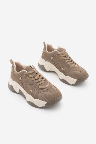 Kadın Sneaker Bağcıklı Spor Ayakkabı Pizen - Vizon
