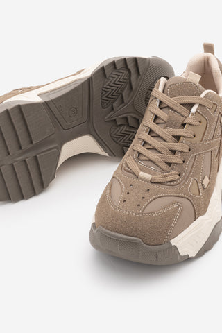 Kadın Sneaker Bağcıklı Spor Ayakkabı Pizen - Vizon