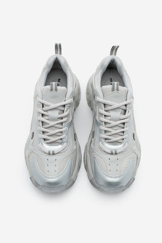 Kadın Sneaker Bağcıklı Spor Ayakkabı Pizen - Gümüş