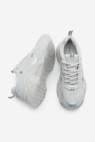 Kadın Sneaker Bağcıklı Spor Ayakkabı Pizen - Gümüş