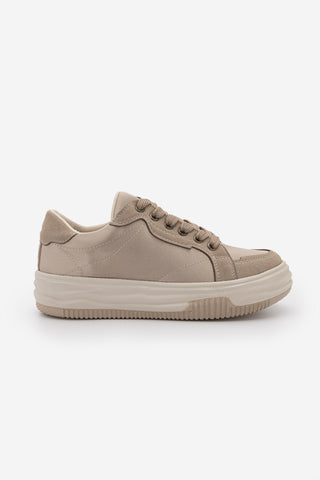 Kadın Sneaker Kalın Taban Spor Ayakkabı Sifaz - Bej Saten