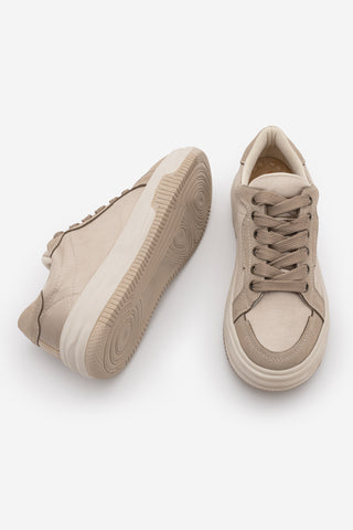 Kadın Sneaker Kalın Taban Spor Ayakkabı Sifaz - Bej Saten