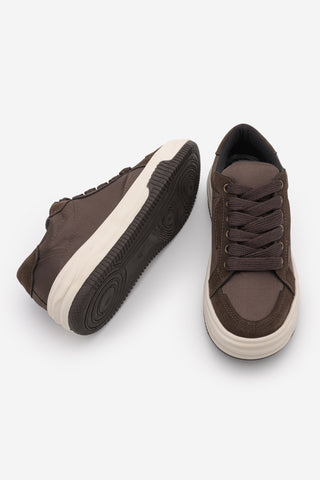 Kadın Sneaker Kalın Taban Spor Ayakkabı Sifaz - Kahve Saten