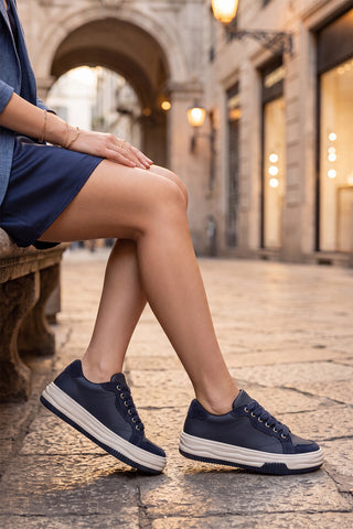 Kadın Sneaker Kalın Taban Spor Ayakkabı Sifaz - Lacivert
