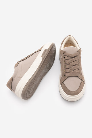 Kadın Sneaker Kalın Taban Spor Ayakkabı Sifaz - Vizon Saten