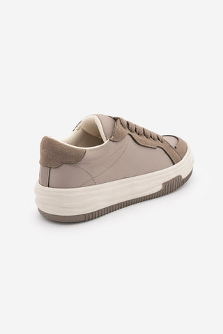 Kadın Sneaker Kalın Taban Spor Ayakkabı Sifaz - Vizon Saten