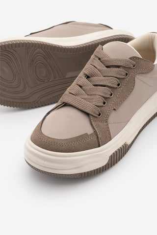 Kadın Sneaker Kalın Taban Spor Ayakkabı Sifaz - Vizon Saten